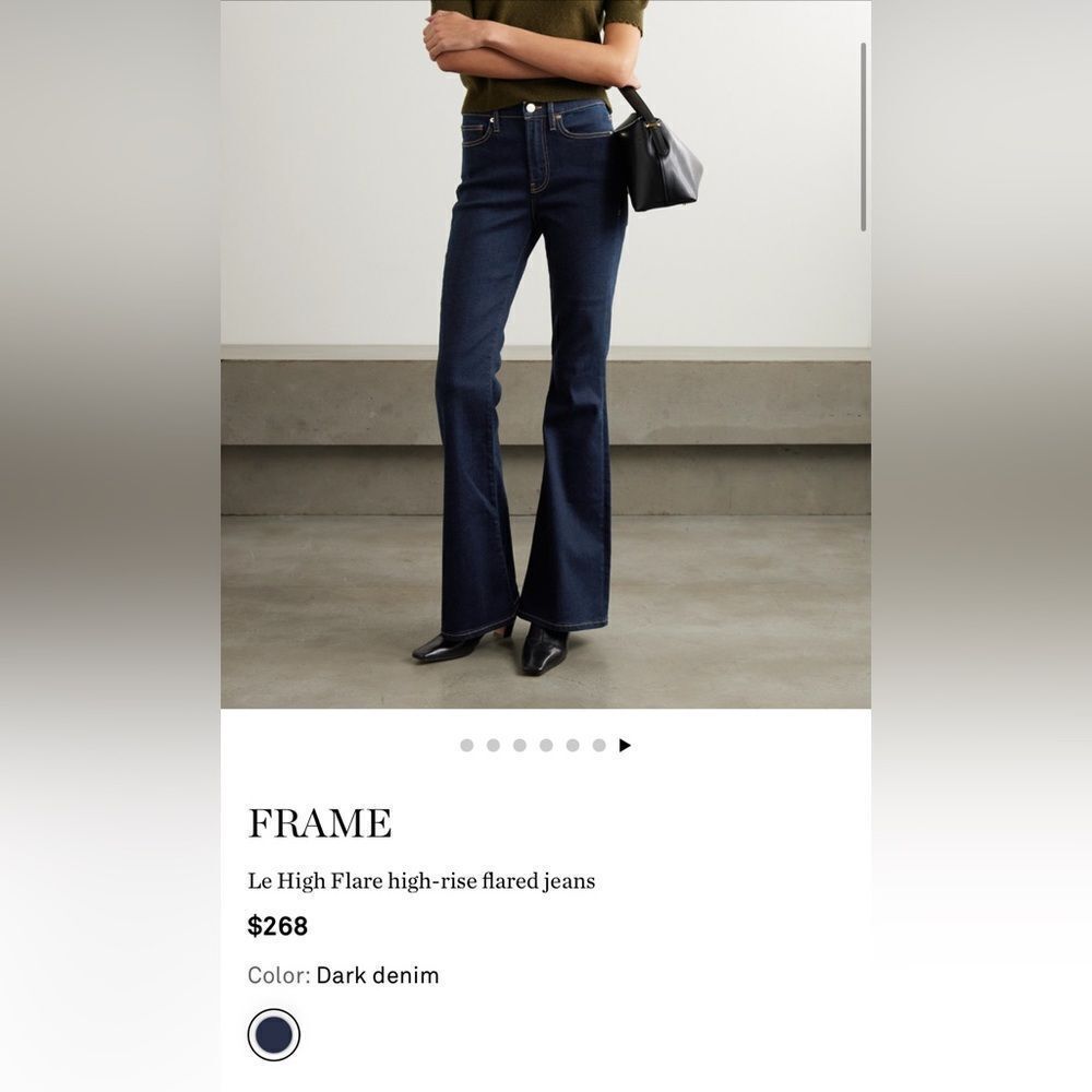 NWT FRAME Le Pixie High Flare in Indigo dark wash - Picture 13 of 14